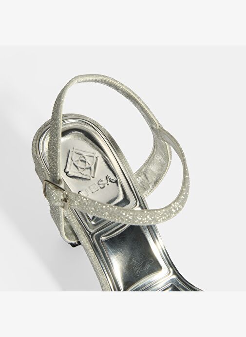 Kadın Gümüş Toka Detaylı Topuklu Abiye Sandalet - Görsel 8