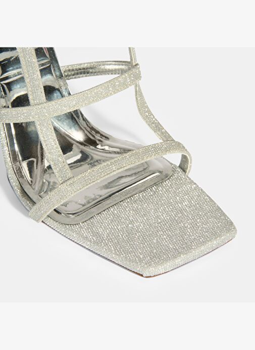 Kadın Gümüş Toka Detaylı Topuklu Abiye Sandalet - Görsel 7