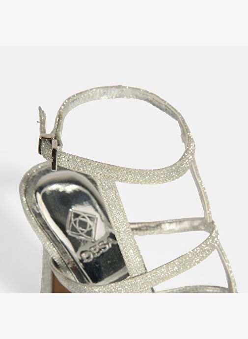 Kadın Gümüş Toka Detaylı Topuklu Abiye Sandalet - Görsel 8