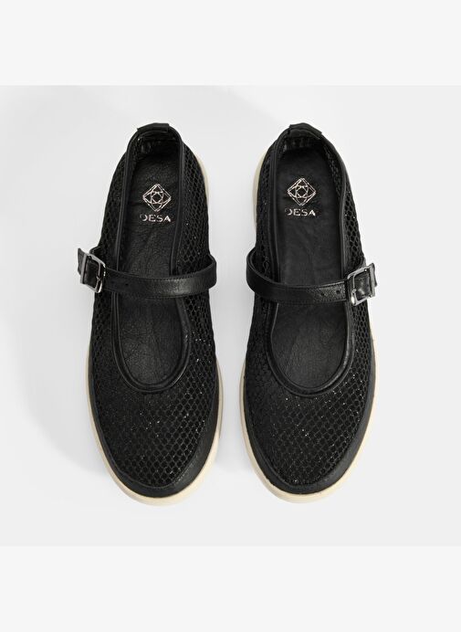 Kadın Siyah Ayarlanabilir Tokalı File Detaylı Ayakkabı - Görsel 7