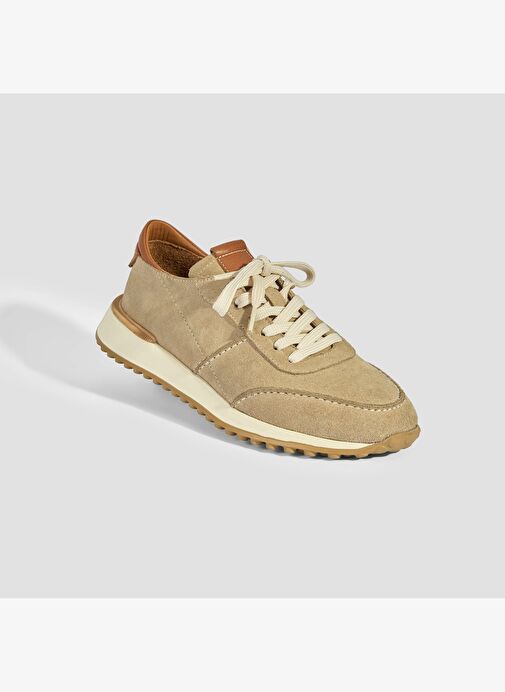 Erkek Bej Süet Bağcıklı Günlük Ayakkabı - Görsel 6