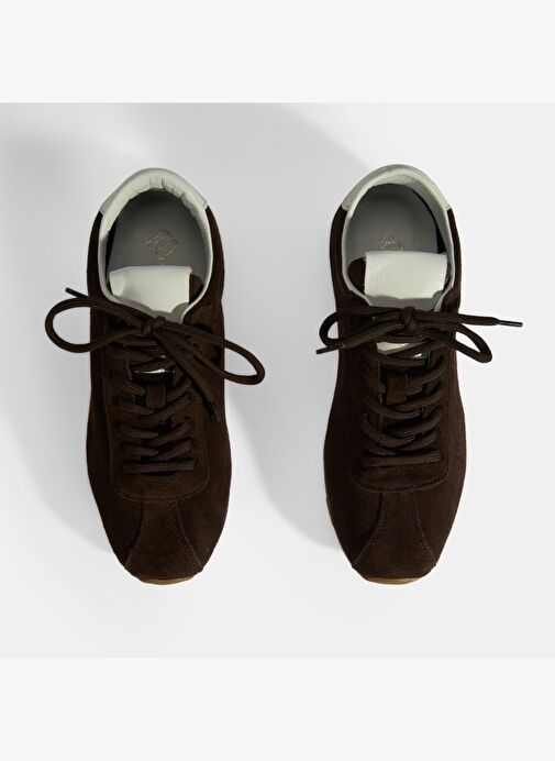 Kadın Kahve Bağcıklı Süet Spor Ayakkabı - Görsel 7