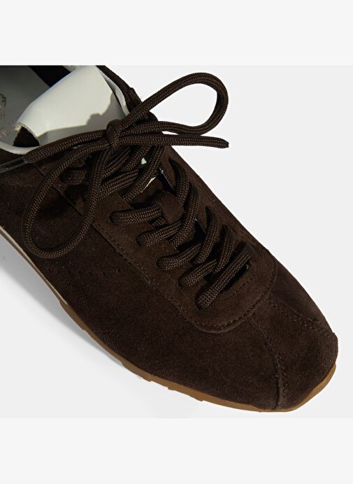 Kadın Kahve Bağcıklı Süet Spor Ayakkabı - Görsel 8