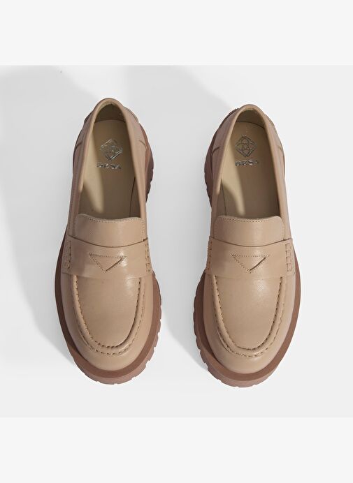 Kadın Ten Slip-On Deri Loafer - Görsel 8