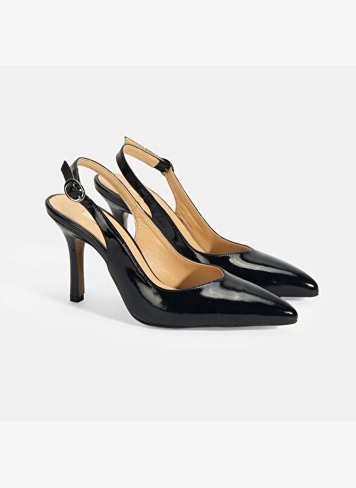 Kadın Siyah Rugan Topuklu Ayakkabı - Görsel 3