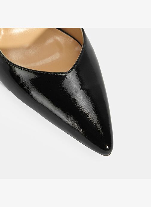 Kadın Siyah Rugan Topuklu Ayakkabı - Görsel 7