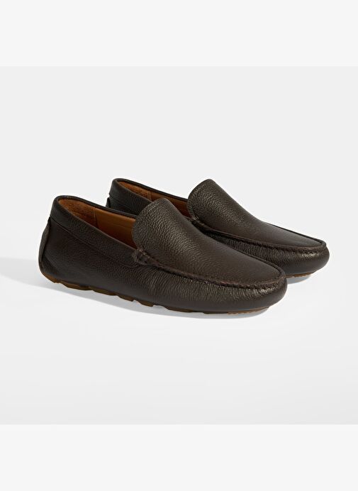 Erkek Kahve Slip-On Deri Loafer - Görsel 3