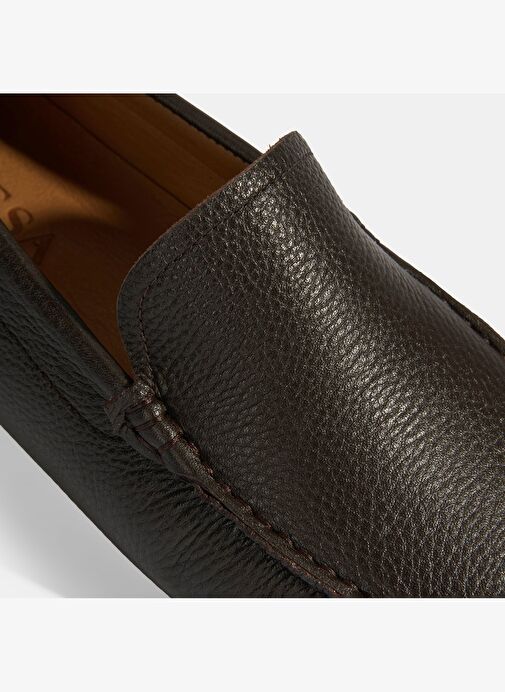 Erkek Kahve Slip-On Deri Loafer - Görsel 7