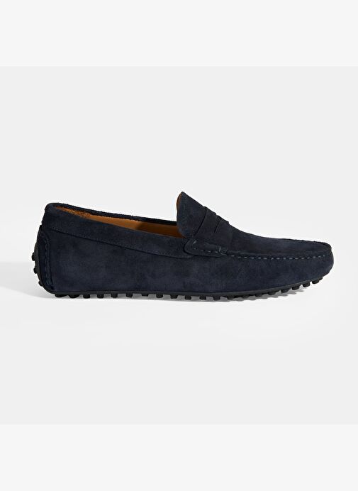Erkek Lacivert Slip-On Süet Loafer - Görsel 2