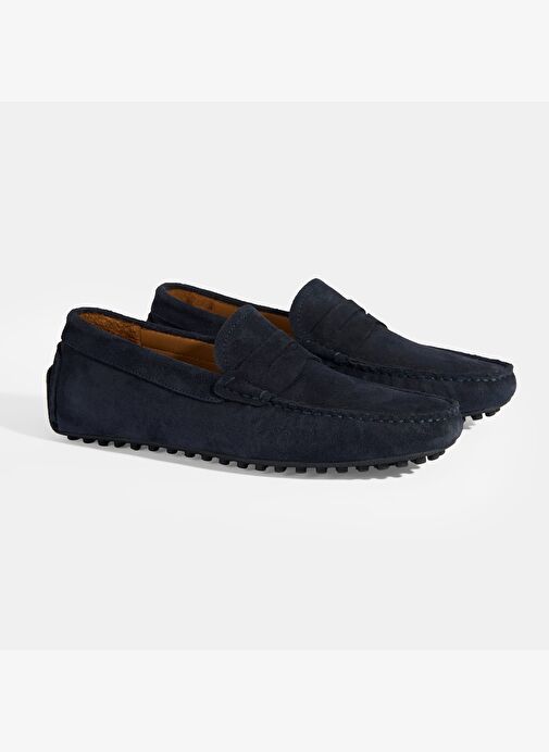 Erkek Lacivert Slip-On Süet Loafer - Görsel 3