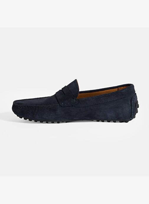 Erkek Lacivert Slip-On Süet Loafer - Görsel 4