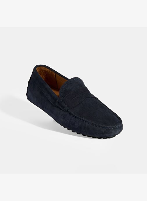 Erkek Lacivert Slip-On Süet Loafer - Görsel 6