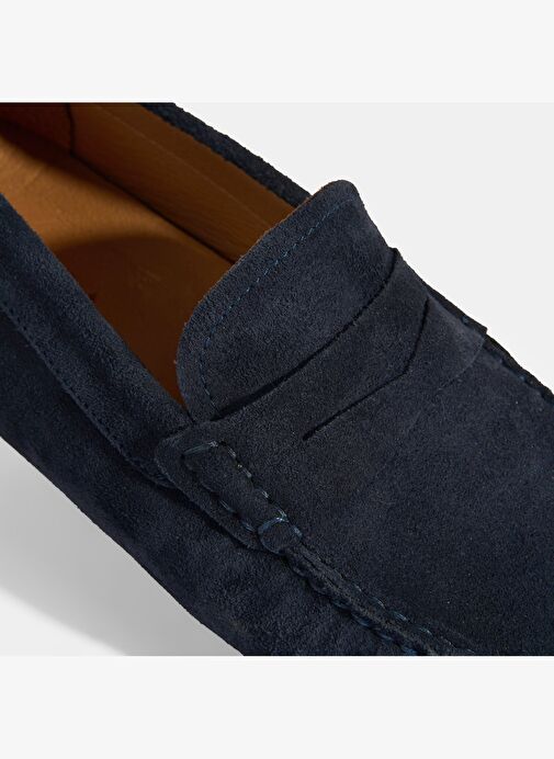 Erkek Lacivert Slip-On Süet Loafer - Görsel 7