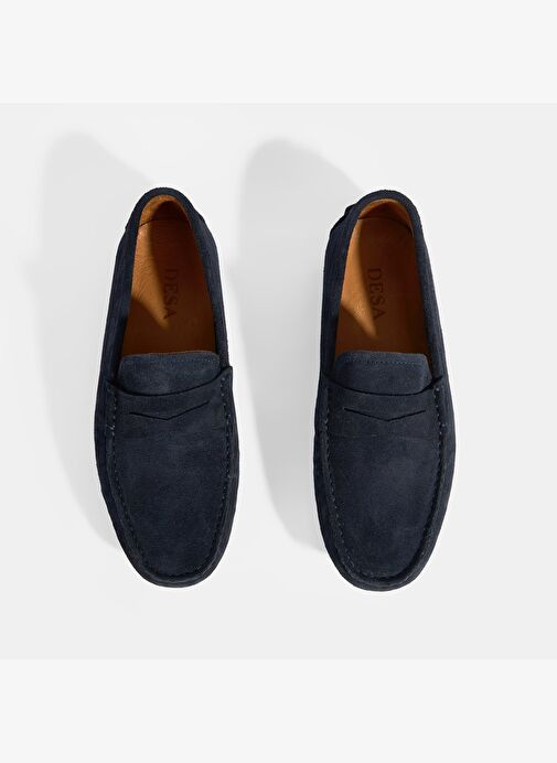 Erkek Lacivert Slip-On Süet Loafer - Görsel 8