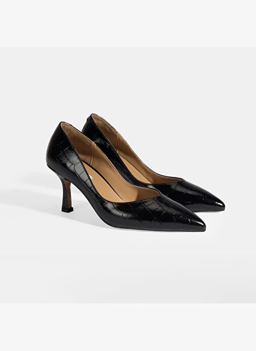 Desa Desa Kadın Siyah Kroko Baskılı Deri Stiletto Topuklu Ayakkabı | Boyner Siyah - 2. görsel