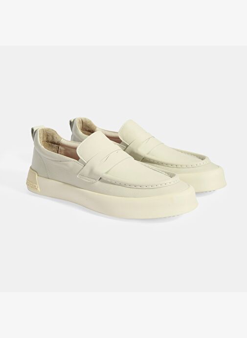 Erkek Krem Slip-On Deri Loafer - Görsel 3