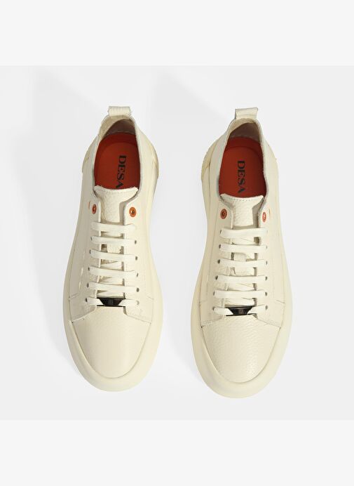 Erkek Krem Bağcıklı Deri Spor Ayakkabı - Görsel 7