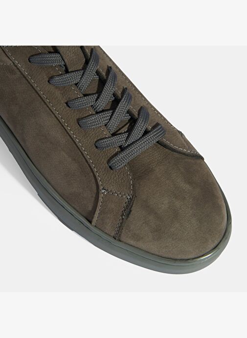 Erkek Gri Bağcıklı Nubuk Deri Günlük Ayakkabı - Görsel 8