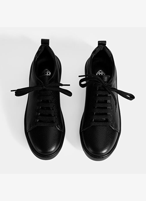 Kadın Siyah Bağcıklı Deri Sneaker - Görsel 8