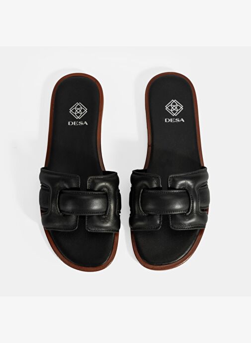 Kadın Siyah Deri Terlik - Görsel 8