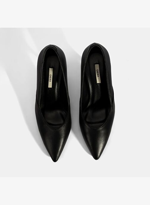 Kadın Siyah Deri Topuklu Klasik Ayakkabı - Görsel 8