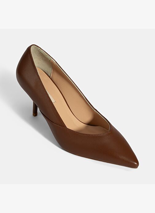 Kadın Taba Deri Topuklu Klasik Ayakkabı - Görsel 6