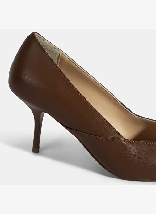 Kadın Taba Deri Topuklu Klasik Ayakkabı - Görsel 7