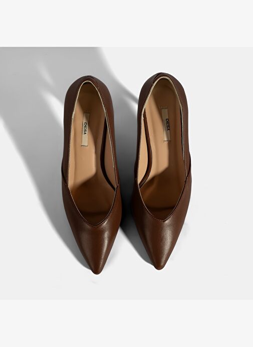 Kadın Taba Deri Topuklu Klasik Ayakkabı - Görsel 8