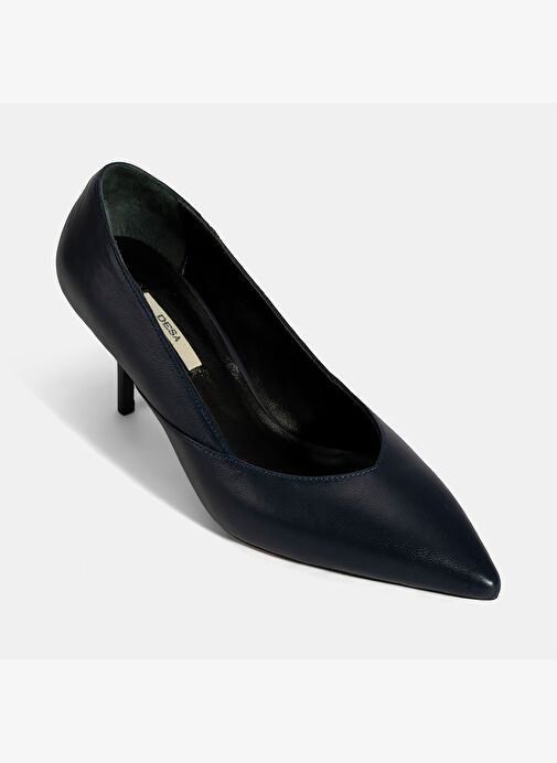 Kadın Lacivert Deri Topuklu Klasik Ayakkabı - Görsel 6