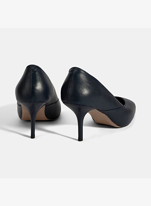 Kadın Lacivert Deri Topuklu Klasik Ayakkabı - Görsel 9