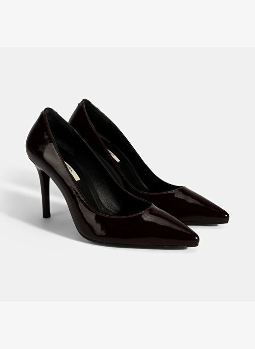Kadın Bordo Deri Stiletto - Görsel 2