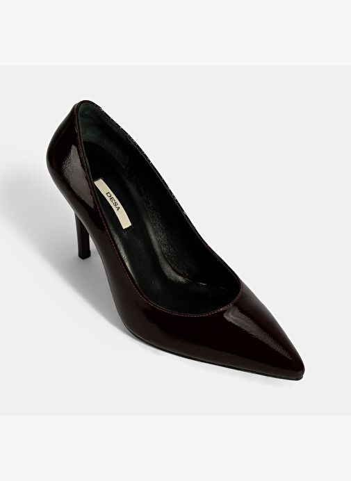 Kadın Bordo Deri Stiletto - Görsel 6