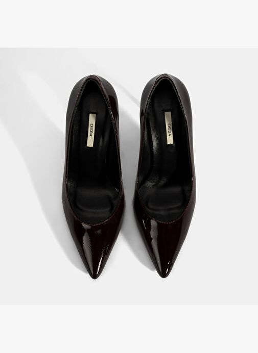 Kadın Bordo Deri Stiletto - Görsel 8
