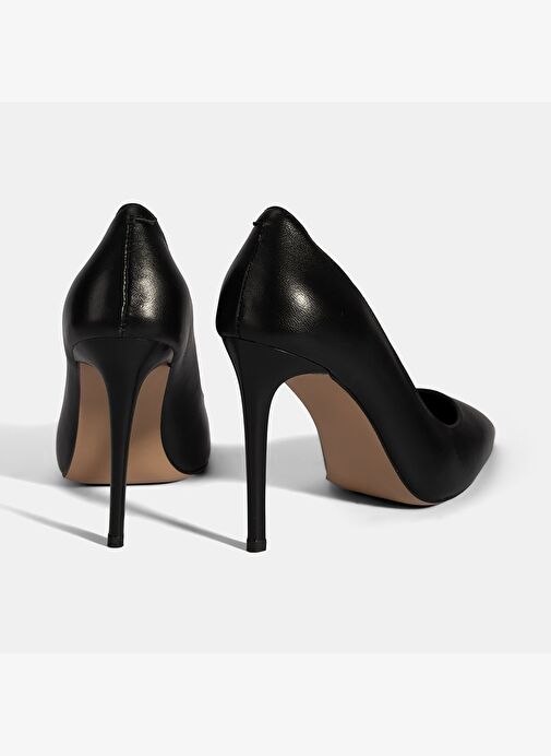 Kadın Siyah Deri Stiletto - Görsel 9