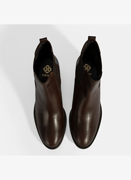 Kadın Kahve Lastikli Topuklu Deri Bot - Görsel 8