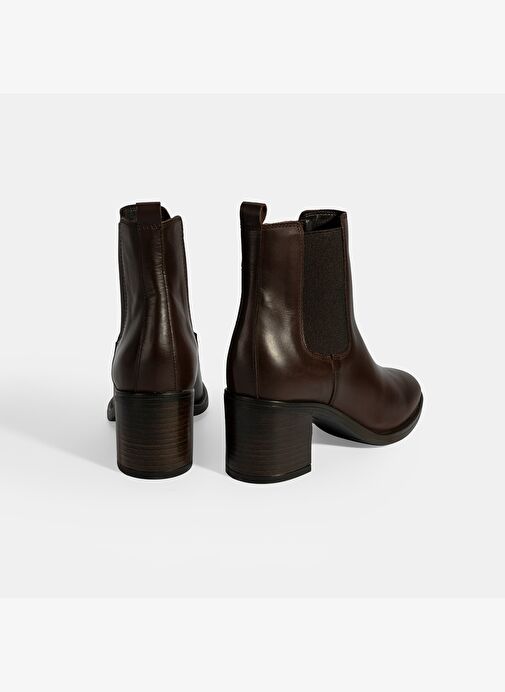 Kadın Kahve Lastikli Topuklu Deri Bot - Görsel 9