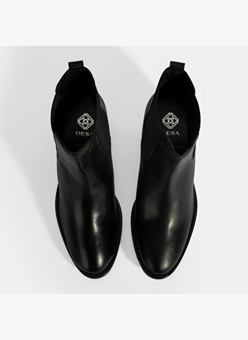 Kadın Siyah Lastikli Topuklu Deri Bot - Görsel 8