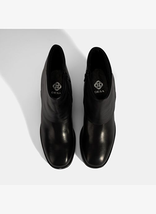 Kadın Siyah Katlama Detaylı Topuklu Deri Bot - Görsel 8