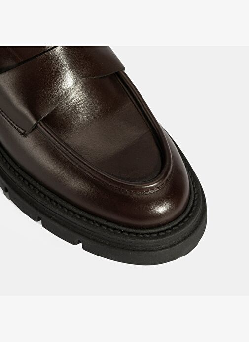 Kadın Kahve Deri Loafer - Görsel 7