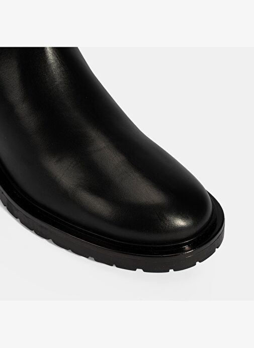 Kadın Siyah Lastikli Deri Chelsea Bot - Görsel 7