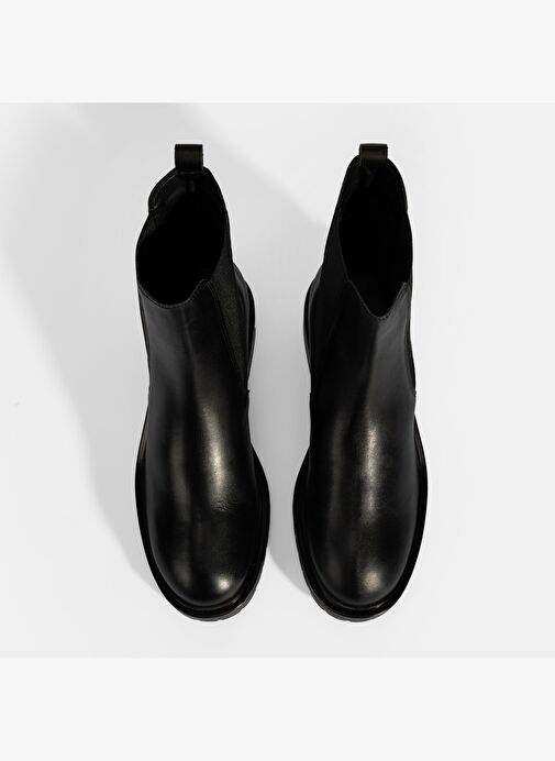 Kadın Siyah Lastikli Deri Chelsea Bot - Görsel 8