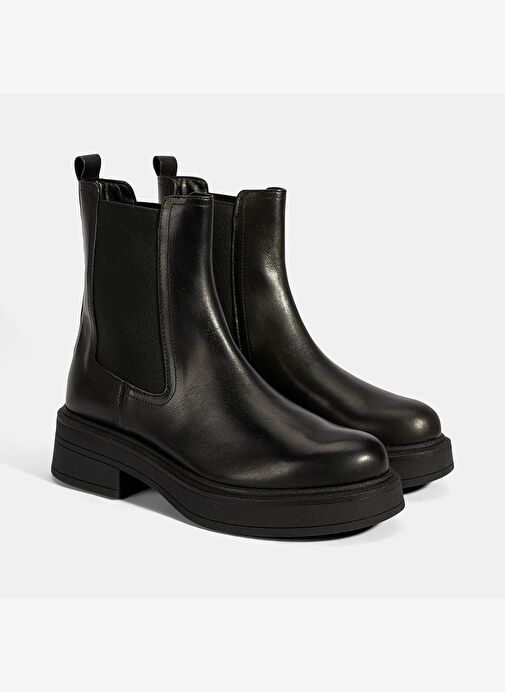 Kadın Siyah Lastikli Deri Chelsea Bot - Görsel 2