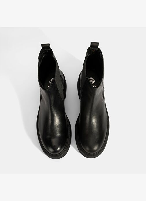 Kadın Siyah Lastikli Deri Chelsea Bot - Görsel 8