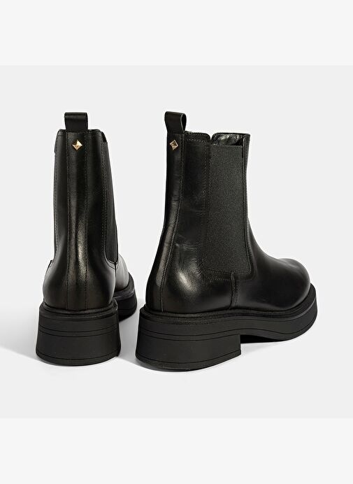 Kadın Siyah Lastikli Deri Chelsea Bot - Görsel 9