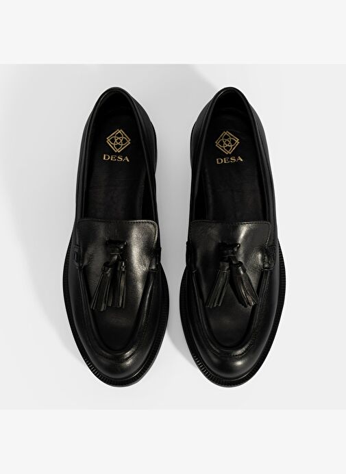 Kadın Siyah Püskül Detaylı Deri Loafer - Görsel 8