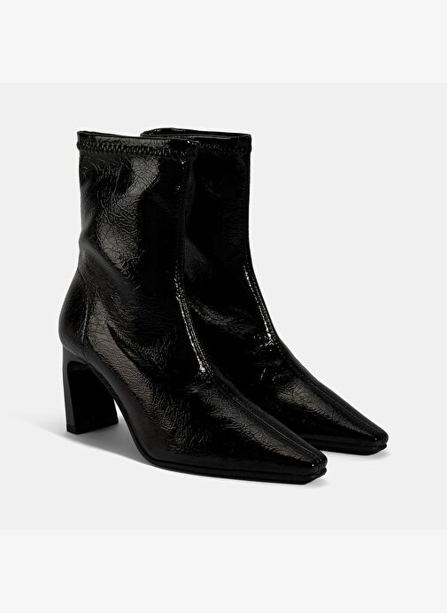 Kadın Siyah Kalın Topuklu Stretch Bot - Görsel 2