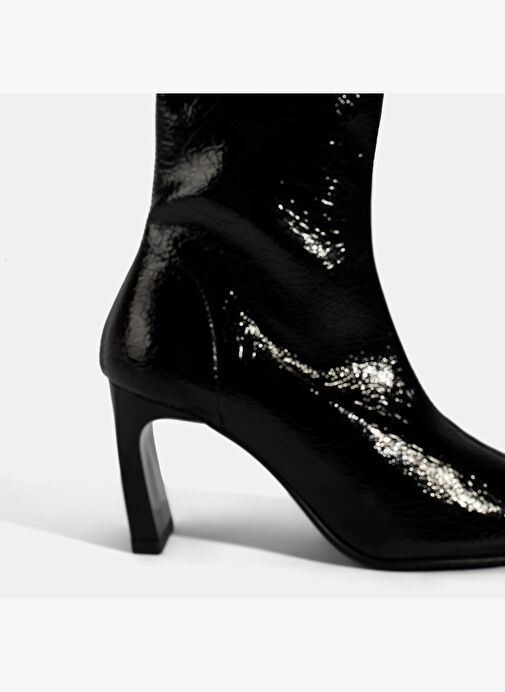 Kadın Siyah Kalın Topuklu Stretch Bot - Görsel 7