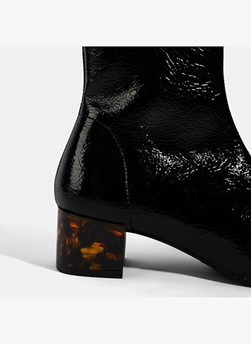 Kadın Siyah Kalın Topuklu Stretch Bot - Görsel 7