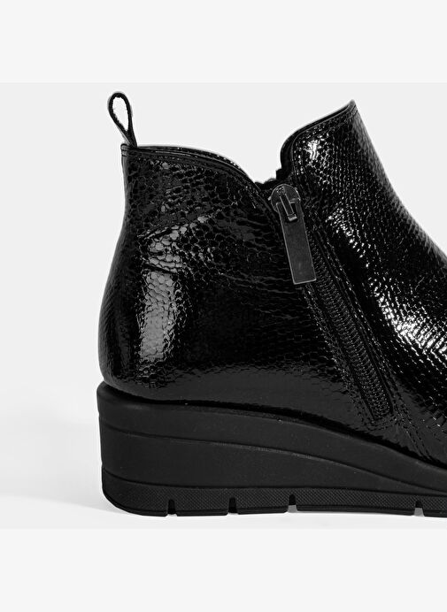 Kadın Siyah DesaComfort Çift Fermuarlı Dolgu Topuklu Deri Bot - Görsel 7