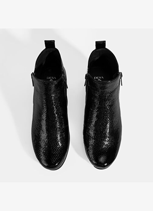 Kadın Siyah DesaComfort Çift Fermuarlı Dolgu Topuklu Deri Bot - Görsel 8
